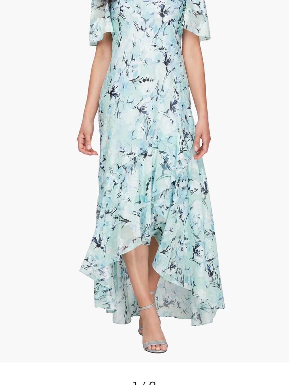 Alex Evenings Floral High-Low Maxi Skirt in Light Mint